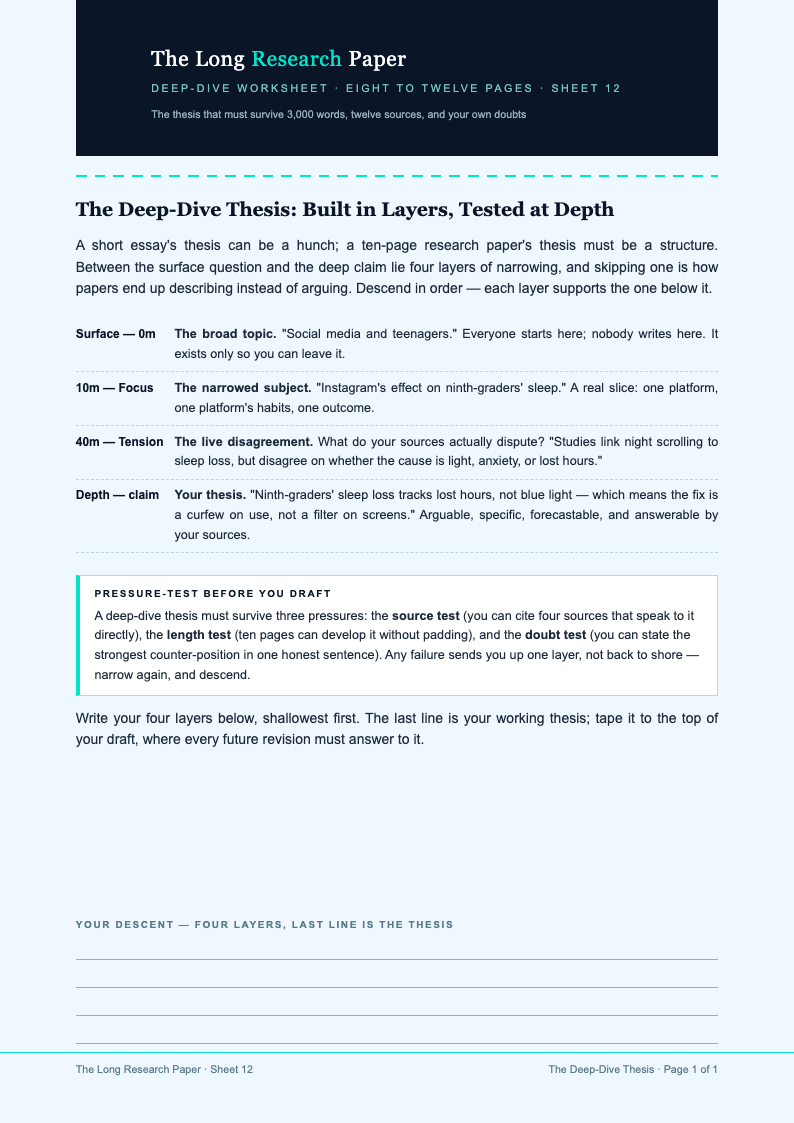 Deep Ocean Thesis Statement